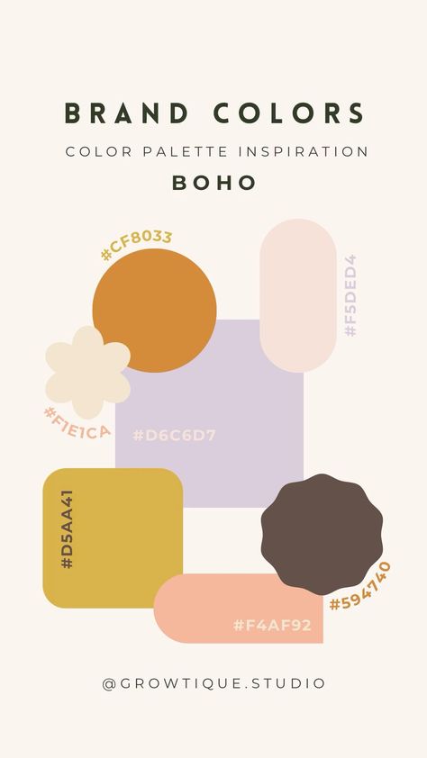 Color palette | inspiration | graphic design | brand design | Canva | boho colors Colour Palette Boho, Macrame Color Palette, Boho Colour Palette Bohemian, Boho Pastel Color Palette, Bright Brand Colors, Bohemian Design Graphic, Bts Color Palette, Boho Chic Color Palette, Bohemian Colour Palette