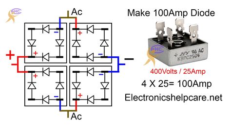 High current bridge rectifier Rectifier Circuit, Bridge Rectifier, Electronic Circuit Projects, Electronic Circuit, Sound Boxes, Electric Tools, Electronics Components, Circuit Projects, Audio Amplifier