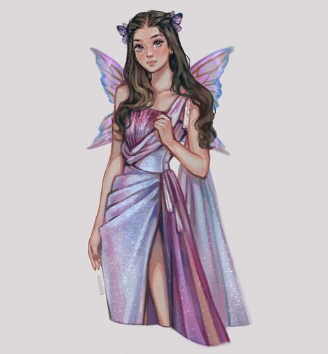 Asayris Art, Fairy Portrait, Fairy Girl, Fashion Illustration Dresses, Dress Sketches, Fairy Art, Beautiful Drawings, Girls Cartoon Art, Gorgeous Art