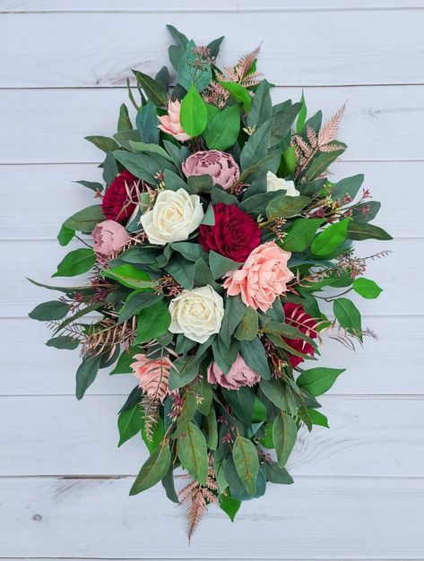 Large floral and greenery swag pieces are very much on trend for both weddings and featured wall decor (think over the mantel!). They can seem quite daunting because of their size and the sheer amount of greenery/florals in them but here are some tips and tricks to create your perfect piece to display! Here is what I used for this project: Craft foam Chicken wire Wire clippers (to cut the chicken wire and greenery/floral stems) Twine Greenery/filler Wood flowers from Oh You're… Diy Wedding Arch Flowers, Candle Holder Makeover, Greenery Swag, Featured Wall, Diy Swag, Square Wreath, Diy Wedding Arch, Wedding Arch Flowers, Arch Flowers