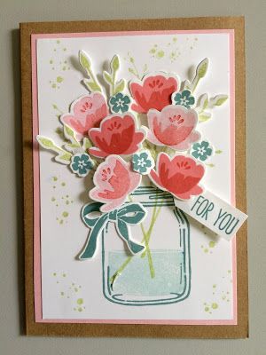 Jar Of Love, Mason Jar Cards, Love Jar, Anniversaire Diy, Scrapbooking Cards, Card Crafts, Love Stamps, Quick Cards, Su Cards