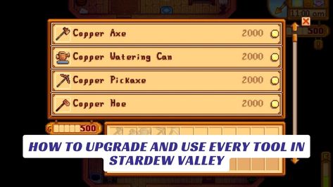 How To Upgrade And Use Every Tool in Stardew Valley
{link}
 #StardewValley #Lawod #GameNews Stardew Valley Tool Upgrades, Master Board, Green Bar, Latest Games, Stardew Valley, Mini Games, Cool Tools, Tools