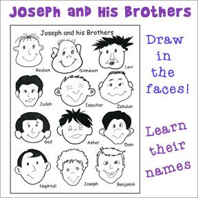 Joseph and His Brothers Activity Sheet - Learn the Names of Joseph's Brothers - Craft and Activity Sheet from www.daniellesplace.com Joseph And His Brothers Activities, Joseph And His Brothers Craft, Lot Bible, Joseph And His Brothers, Joseph Bible, Kindergarten Sunday School, Joseph's Brothers, Story Bible, Kids Sunday School Lessons