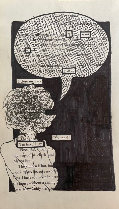 Black Out Poetry Art Inspiration, Black Out Poems Art, Found Poetry Art, Literature Drawing Ideas, Blackout Poetry Ideas, Blackout Poems Art, Black Out Poetry Art, Black Out Poem, Poetry Artwork