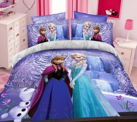 Frozen Bedding, Frozen Cartoon, Princess Bedding, Casa Disney, Princess Bedding Set, Girls Duvet Covers, Disney Room Decor, Childrens Bedroom Decor, Purple Bedding