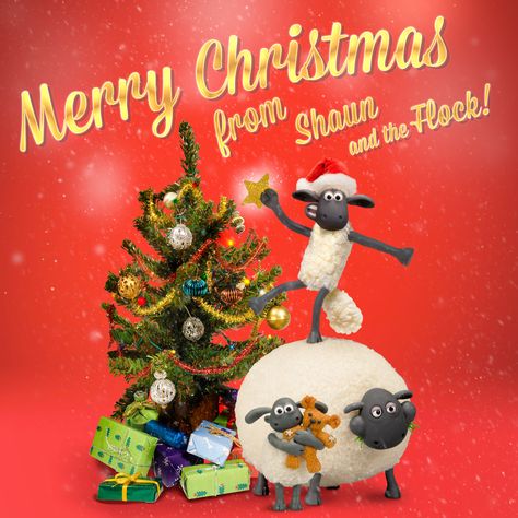 Merry Christmas from Shaun and the Flock! Shaun The Sheep Christmas, Wallace And Gromit Characters, Cafe Poster, Sheep Christmas, Aardman Animations, Logo Book, Christmas Stories, Baby Sheep, Shaun The Sheep