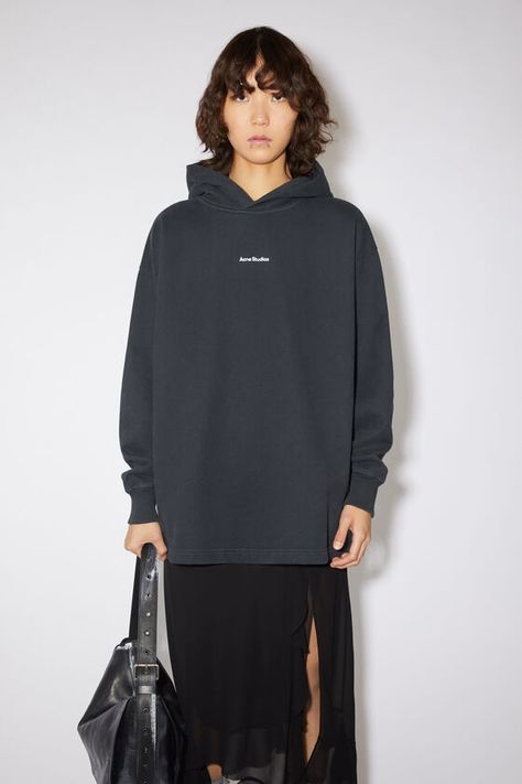 Acne Studios – Women’s sweatshirts Black Hooded Sweatshirt, Stamp Logo, Acne Studio, Leather Heeled Boots, Studio Logo, Print Models, Black Xs, Contemporary Fashion, Global Fashion