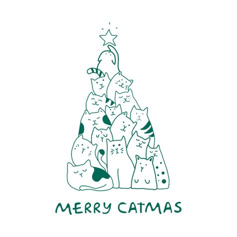 Check out this awesome 'Merry+Catmas' design on @TeePublic! Cat Christmas Tree Illustration, New Year's Cards Handmade, Merry Christmas Love You, Christmas Cards Graphic Design, Diy Christmas Gifts Cricut, Christmas Cards Design Graphics, Cute Christmas Drawing Ideas, Christmas Cat Drawing, Christmas Card Cricut