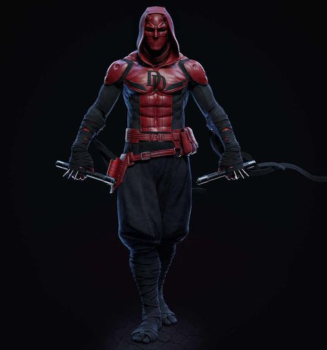 Hawkeye Suit Concept Art, Daredevil New Suit, Super Hero Concept Art, Daredevil Redesign, Daredevil Fanart, Daredevil Characters, Daredevil Suit, Daredevil Costume, Daredevil Elektra