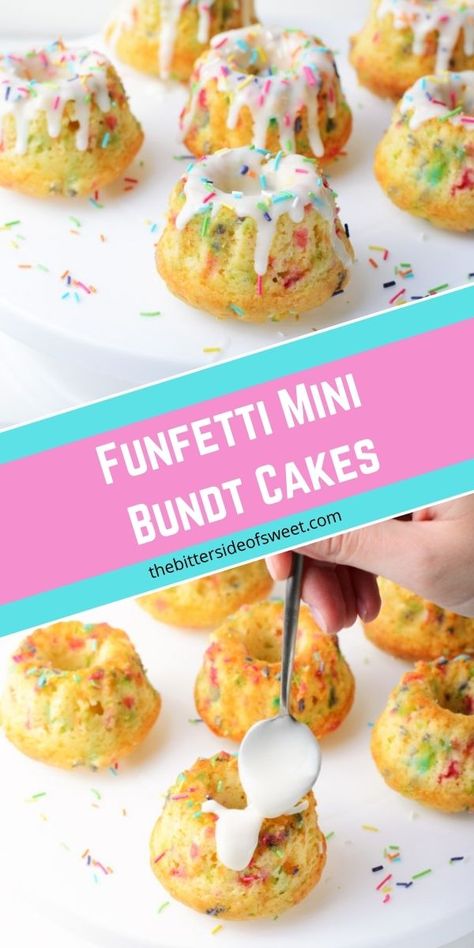 Mini Bundt Cakes From Cake Mix Boxes Vanilla, Bundtlette Recipes, Small Bundt Cake Recipes, Mini Vanilla Bundt Cakes, Tiny Bundt Cake Recipes, Nothing Bundt Cakes Recipe Copycat, Mini Bundt Cakes From Cake Mix Boxes, Mini Bundt Cakes From Cake Mix Boxes Funfetti, Confetti Bundt Cake