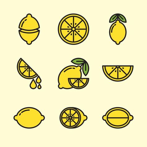 Lemon Wedge Illustration, Fruit Outline, Minimalist Cartoon, Lime Lemonade, Cartoon Fruit, Pew Pew, Flat Icon, Citrus Fruit, Flat Design