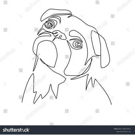 Pug Line Art, Pug Portrait, Line Art Style, Image Vector, Line Art Drawings, Pug, Art Style, Line Art, Art Decor