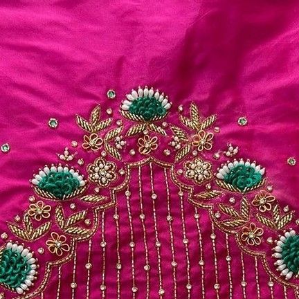 Cross Lines Maggam Work Designs, Maggam Work Designs, Hand Work Design, Kids Blouse Designs, Hand Beaded Embroidery, Wedding Blouse Designs, Simple Blouse Designs, Simple Embroidery Designs, Ladies Blouse Designs