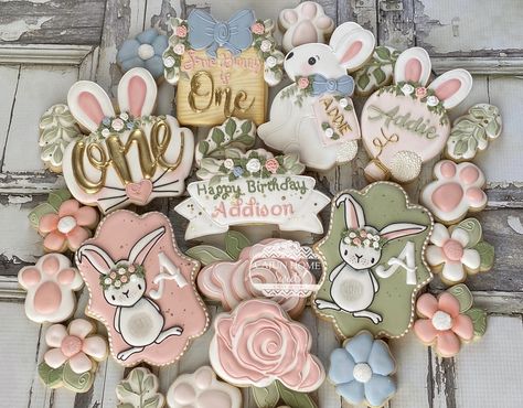 Winter Bunny Birthday Party, Easter Birthday Cookies, Somebunny Is One Cookies, Some Bunny Is Turning One Cookies, Baby Girl First Birthday Theme Spring, Some Bunny Is One Cookies, Somebunny Is One Birthday, Somebunny Is Turning One, Somebunny Is One