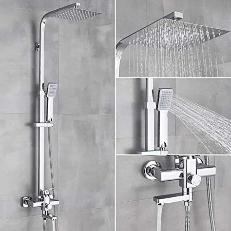 Shower Taps Bathroom Fixtures, Shower Faucet Ideas Bathroom Fixtures, Modern Shower Head, Hand Spray, Bathroom Shower Faucets, Amazon Canada, Shower Fixtures, Small Bathroom Makeover, Shower Faucet Sets