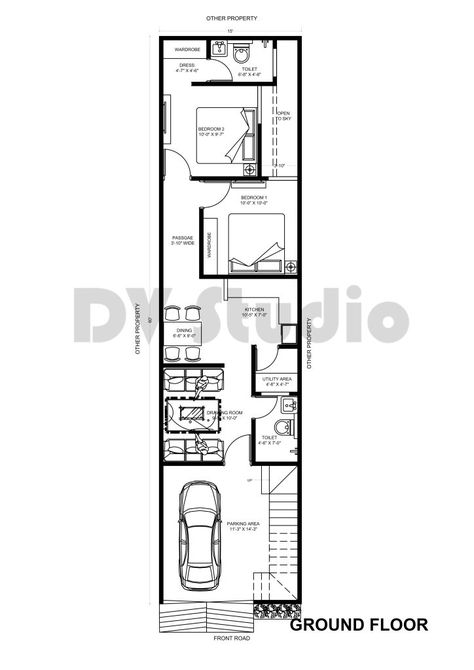 15X60 House Design - Home Decor Ideas Smart House Plans, 20x40 House Plans, Narrow House Plans, Asian House, 2bhk House Plan, 3d House Plans, Free House Plans, Small House Design Exterior, Latest House Designs