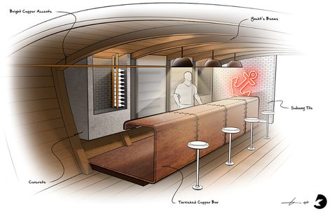 Yacht Bar Sketch // Tutorial on Behance House Design Sketch, Bar Sketch, Sketch Bar, Boat Furniture, Sailboat Interior, Yacht Interior Design, Furniture Sketch, Yacht Interior, Interior Sketch