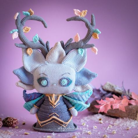 Crochet Forest Spirit, Crochet Fantasy Creatures, Crochet Mythical Creatures, Winter Fae, Frozen Tundra, Mythological Animals, The Fae, Crochet Monsters, Crochet Fairy