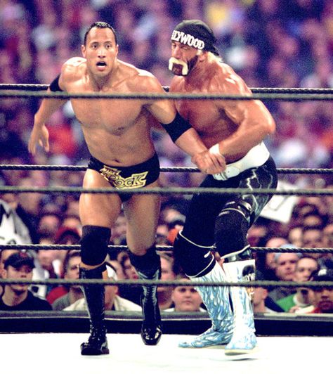 The Rock vs. Hollywood Hulk Hogan (Wrestlemania 18) Wwe Costumes, Wwe Hulk Hogan, Undertaker Wwe, Elvis Presley Videos, Hulk Hogan, Steve Austin, Wwe Legends, Wrestling Stars, Pro Wrestler