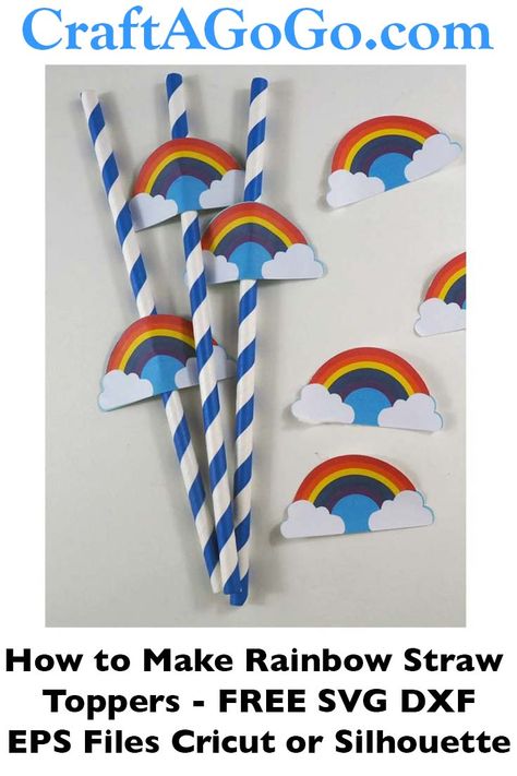 Party accessories: How to Make Rainbow Straw Toppers using Print and Cut on your Cricut Maker. Free SVG File. Diy Straw Toppers, Straw Toppers Diy, Printable Sticker Paper, Svg Rainbow, Toppers Diy, Parties Ideas, Straw Toppers, Theme Parties, Cricut Free