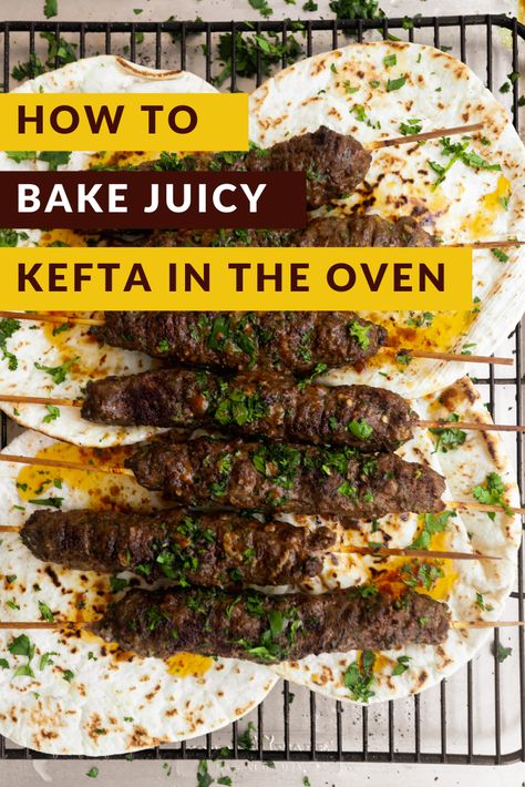 Kefta in the Oven Greek Beef Kafta, Lebanese Kefta Recipe, Kafta Meat Recipe, Beef Kefta Recipe, Lamb Kafta Kabob Recipe, Lamb And Beef Kofta, Beef Kafta In Oven, Baked Kafta Recipe, Beef Kafta Recipe