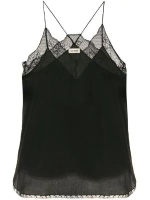 Black Silk Shirt, Lace Camisole Top, Satin Cami Top, Black Cami Top, Special Clothes, Black Camisole, Lace Camisole, Dolce E Gabbana, Zadig And Voltaire