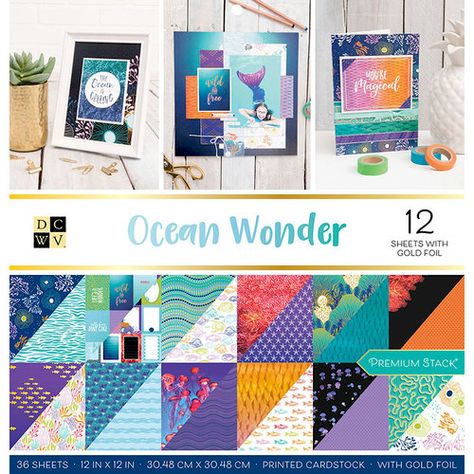 Die Cuts with a View  Ocean Wonder Collection  Foil Paper Stack Jellyfish Print, Matting Pictures, Cross Stitch Supplies, Foil Paper, American Crafts, Joanns Fabric And Crafts, Paper Pads, Paper Craft Projects, Patterned Paper