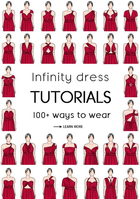 How To Tie Infinity Dress Tutorials, How To Tie Infinity Dress, Infinity Dress Plus Size, Infinity Dress Tutorial, Infinity Dress Ways To Wear, Infinity Dress Styles, Vestido Convertible, Multiway Bridesmaid Dress, Bridesmaid Dresses Short