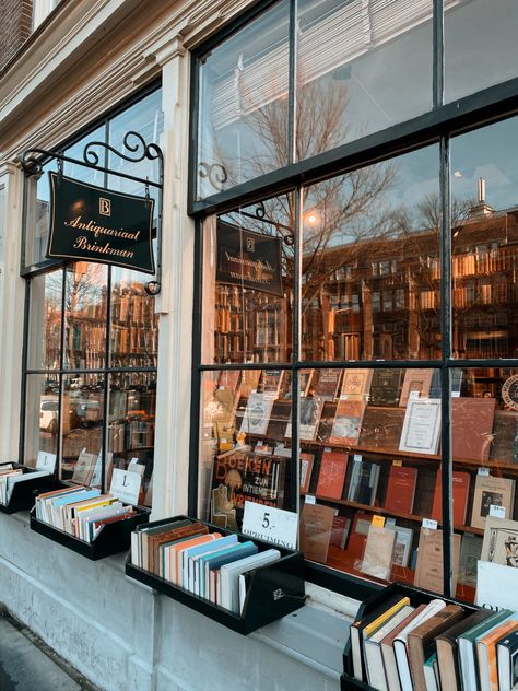 The Best Bookstores in Amsterdam Bookshop Owner Aesthetic, Bookstore Owner Aesthetic, Antique Bookstore, Amsterdam Shops, Amsterdam Cafe, Amsterdam Street, Bookstore Design, Book And Coffee, Bookstore Cafe