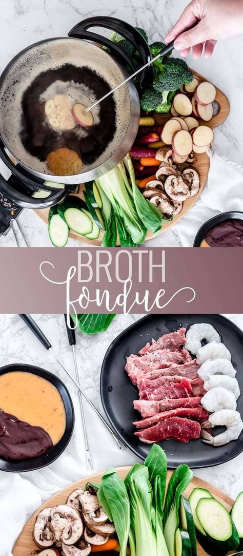 Fondue Recipes Broth, Copycat Melting Pot, Homemade Fondue, Melting Pot Fondue, Broth Fondue, Cheese Fondue Dippers, Broth Fondue Recipes, Fondue Broth, Easy Fondue Recipes