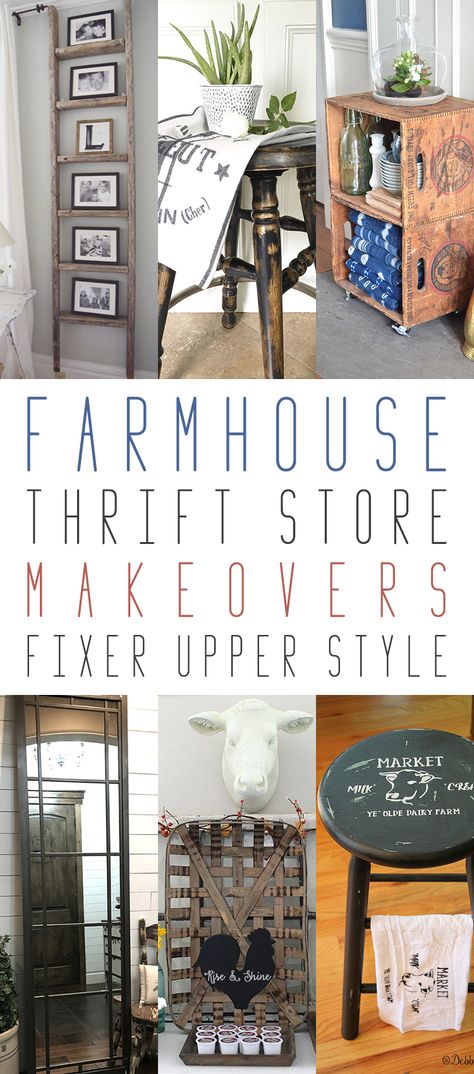 10 Farmhouse Thrift Store Makeovers Fixer Upper Style - The Cottage Market Blesser House, Recycle Items, Farmhouse Thrift Store Makeovers, 1990 Style, Room Decor Crafts, Home Decor Diy Crafts, Vintage Ladder, Magnolia Farms, Cottage Market