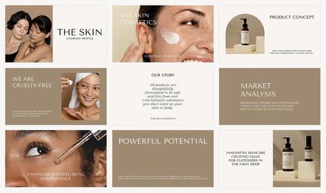 Skin Care Presentation Design, Skincare Presentation, Product Branding Design, Skincare Marketing, Page Background Design, Company Profile Presentation, Web Page Background, Product Branding, Design Hacks