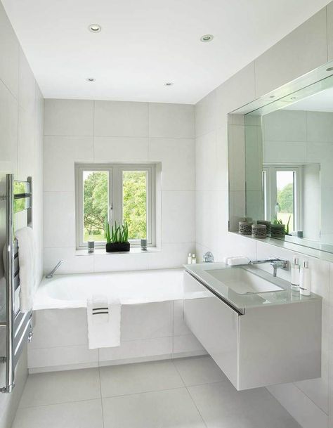 73 Awesome White Bathroom Ideas [Picture Gallery] Bathroom All White, White Chrome Bathroom, White Bathrooms, White Bathroom Ideas, Small Apartment Bathroom, Modern White Bathroom, Total White, Flat Ideas, Apartment Bathroom