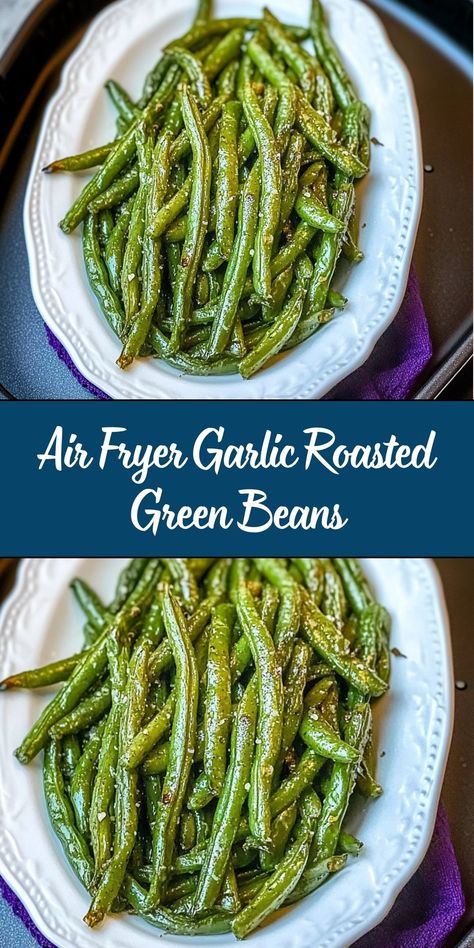 Crispy, tender, and bursting with flavor, air fryer garlic roasted green beans are a simple yet delicious side dish. With just a handful of ingredients and minimal prep, this healthy recipe is perfect for weeknight dinners or holiday spreads. Green Beans In Air Fryer Recipe, Keto Air Fryer Green Beans, Air Fryer Frozen Green Beans Recipes, Quick And Easy Green Beans, Green Beans Air Fryer Crispy, Air Fry Fresh Green Beans, Air Fryer Garlic Green Beans, Airfry Green Bean Recipes, Crispy Air Fryer Green Beans