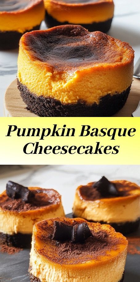 Mini Burnt Basque Pumpkin Cheesecake - A delightful twist on the traditional Basque cheesecake - Fusion of seasonal flavors perfect for fall - Mini size perfect for personal treat or intimate gatherings - Rich caramelized top and creamy interior - Capture the essence of the season with every bite ..... Basque Pumpkin Cheesecake, Pumpkin Basque Cheesecake, Basque Burnt Cheesecake, Pumpkin Cheesecakes, Basque Cheesecake, Cheesecake Tarts, Pumpkin Cheesecake Recipes, Cheesecake Lovers, Mini Treats