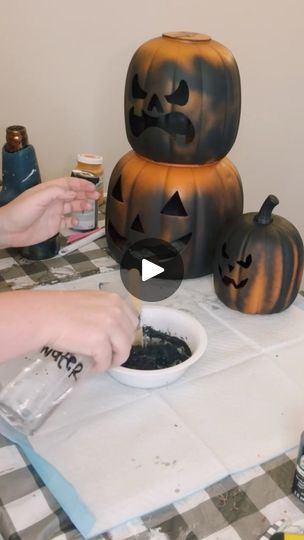 22K views · 798 reactions | Five Below Stacking Pumpkins Makeover | By Windy City Crafts | Facebook Plastic Pumpkins Crafts, Stacking Pumpkins, Pumpkins Crafts, Creepy Halloween Decorations, Plastic Pumpkins, Stacked Pumpkins, Five Below, Fall Halloween Decor, Pumpkin Crafts