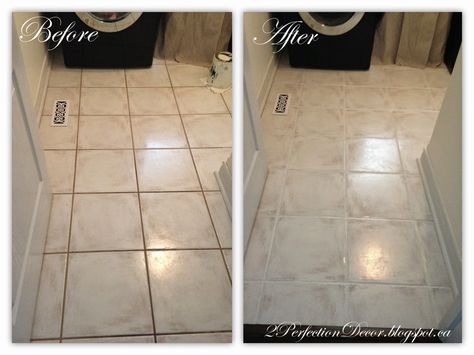 How to Paint Dark Grout 'White', transform dark dingy floors, dark grout to light grout, lighten grout, fresh floors, new floor looks. white grout. Diy Bathroom Door, Nautical Home Decorating, Dark Grout, Bathroom Extractor Fan, Black Grout, Home Decor Blog, Tile Grout, Grout Color, Wall Paint Colors