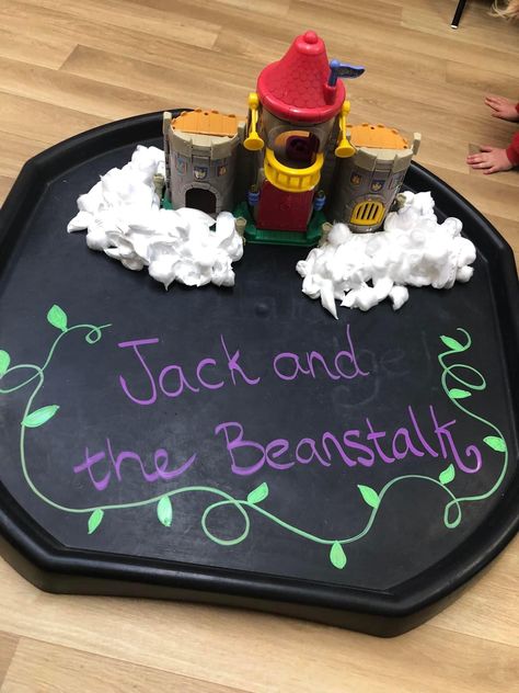 Fairy Tale Tuff Tray Ideas, Eyfs Jack And The Beanstalk, Bean Stalk, Fairytale Decor, Jack And The Beanstalk, Story Activities, Tuff Tray, Fantasy Worlds, Work Activities