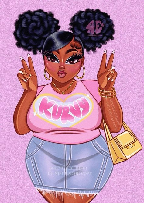 AC : 4everesther 4e Drawings, Black Woman Art Aesthetic, Black Women Art Curvy, Entrepreneur Woman, Digital Beauty, Black Lives Matter Art, Black Pfp, Barbie Fashion Sketches, Plus Size Art