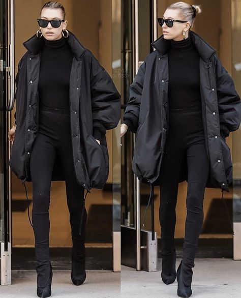 Puffer Jacket Outfit Hailey Bieber, Hailey Bieber Puffer Jacket, Street Style Women Chic, Puffer Outfit, Snow Outfits, Puffer Jacket Outfit, Xander Cage, Cold Fashion, Return Of Xander Cage