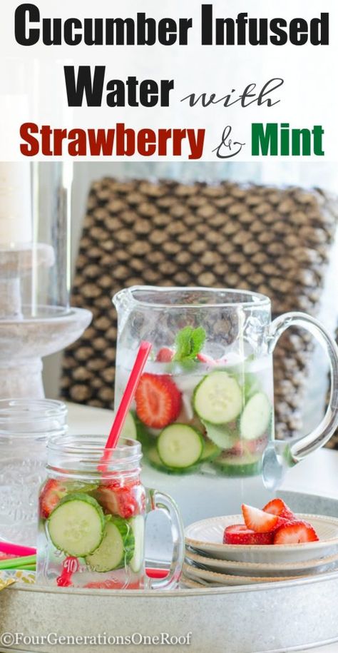 Strawberry Infused Water, Infusion Recipes, Cucumber Infused Water, Recipe Cucumber, Strawberry Cucumber, Water Infusion, Water Cucumber, Cucumber Detox Water, Fruit Infused Water Recipes