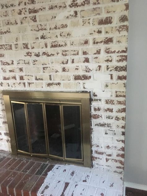 German Smear Brick Exterior, German Smear Brick, German Schmear, German Smear, Knock Down Wall, Minwax Dark Walnut, Types Of Bricks, Fireplace Doors, Old Bricks