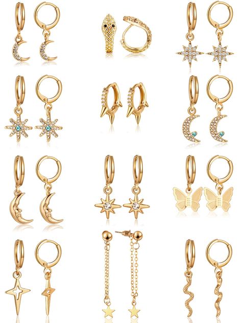 PRICES MAY VARY. Sufficient quantity: our package contains 12 pairs of small hoop drop dangle earrings with different styles, rich in designs and sufficient quantity will meet your daily decoration needs, we offer you 2 different sets to choose, detailed information please refer to pictures Quality material: made of alloy, our huggie hoop dangle earrings are safe for you to wear, lightweight and won't add more burdens to your ears, comfortable to wear and won't cause discomfort, suitable for mos Earrings With Charms, Hoop Earrings Aesthetic, Earrings Aesthetic, Earrings Design, Dangle Hoop Earrings, Chic Gifts, Popular Fashion, Hoop Earring Sets, Yellow Stone