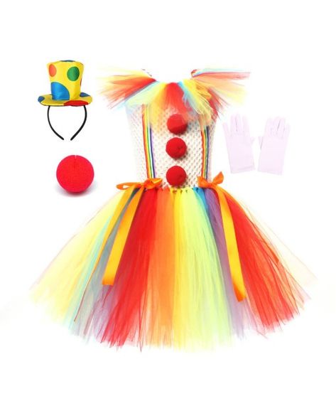 Kids Children Girl Rainbow Tutu Skirt Clown Halloween Cosplay Costume-Skycostume Girl Clown Costume, Clown Dress, Halloween Kids Costumes Girls, Costume Tutu, Masquerade Halloween, Halloween Clown, Cheap Halloween, Clown Costume, Costume Themes