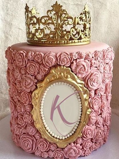 Birthday Cake Crown, Pink Princess Cakes, Queens Birthday Cake, Tiara Cake, Twin Birthday Cakes, Alphabet Cake, 15th Birthday Cakes, Royal Cakes, Gold Birthday Cake