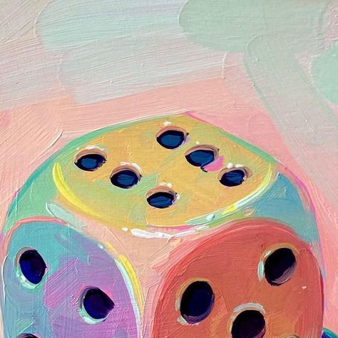 Painted Dice Ideas, Dice Painting, Dice Art, Bedroom Paintings, Wood Dice, Poster Inspiration, Painted Wall, Oil Painters, Bedroom Paint