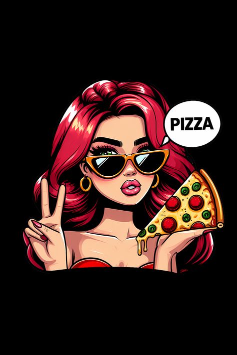 Pizza Pop Art Girl T-Shirt Pizza Pops, Pizza Wallpaper, Pizza Pin, Pizza Girls, I Love Pizza, Pop Art Girl, Love Pizza, Animated Drawings, Girl T Shirt