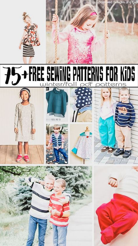 Free Sewing Patterns PDF Downloads - Kids Fall/Winter huge free pattern list from Life Sew Savory Easy Sew Kids Clothes, Free Sewing Patterns For Kids, Sewing Patterns Pdf, Cloth Sewing, Patterns For Kids, Trendy Sewing Patterns, Boy Sewing, Cement Art, Kids Sewing