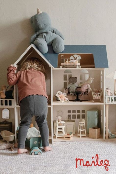 We create the characters. They create their world. Toys that inspire imaginative play. Paradise House, Maileg Furniture, Maileg Doll House, Maileg Dolls, Maileg Mouse, House Shelves, Space Theme Party, Daycare Crafts, Wooden Dollhouse