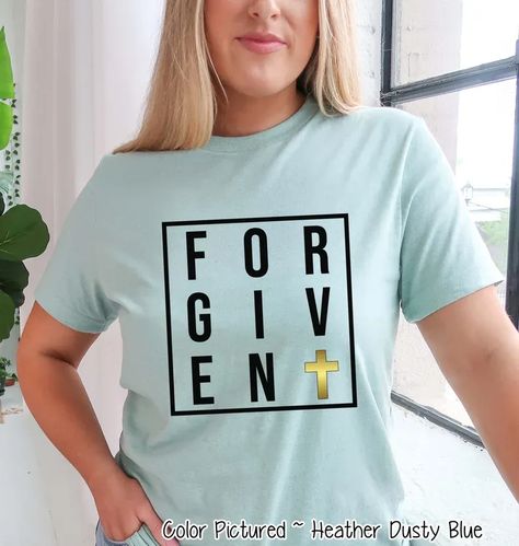 Forgiven Cross Tee, Christian Easter Shirt, Cute Easter Shirt For Woman, Faith Shirt, Jesus Easter Shirt, Easter Family Matching Shirt Jesus Easter, Kids Easter Shirts, Easter Tees, Easter Bunny Shirts, Cross Shirts, Faith Cross, Easter T Shirts, Bunny Shirt, Matching Tees